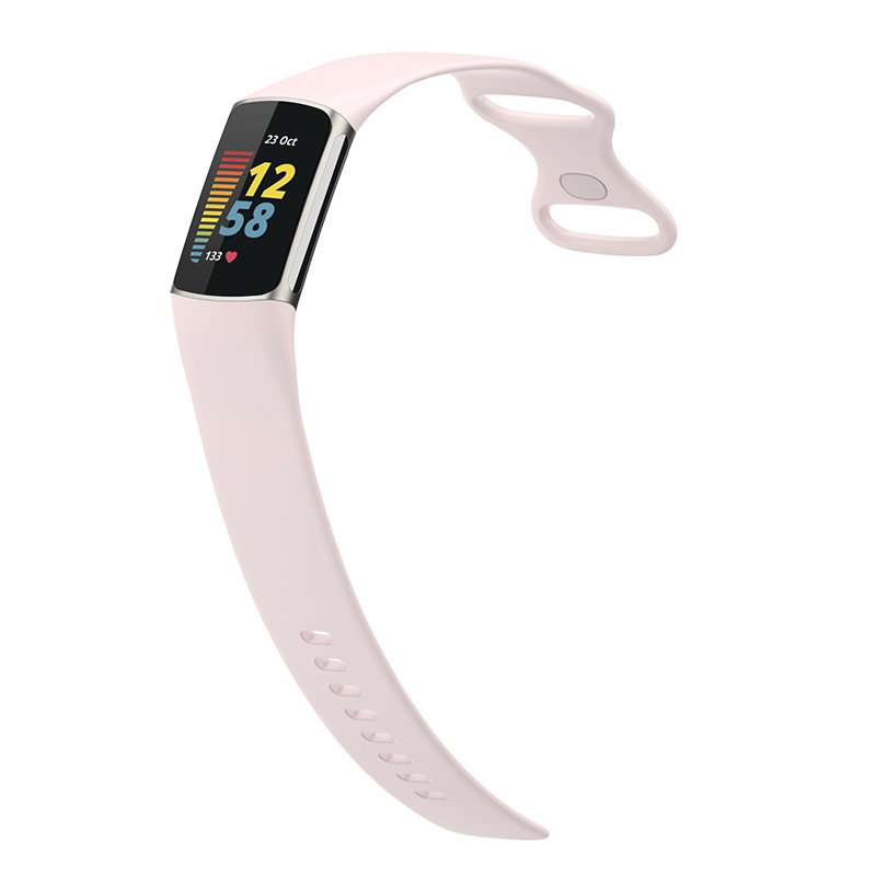 (Gr. S) Fitbit Charge 6 / 5 Silikon Armband (Gelenkumfang 156 - 198mm) - Rosa