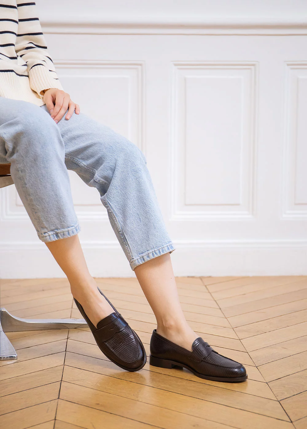 MOCASSIN ROMA LEZARD MARRON