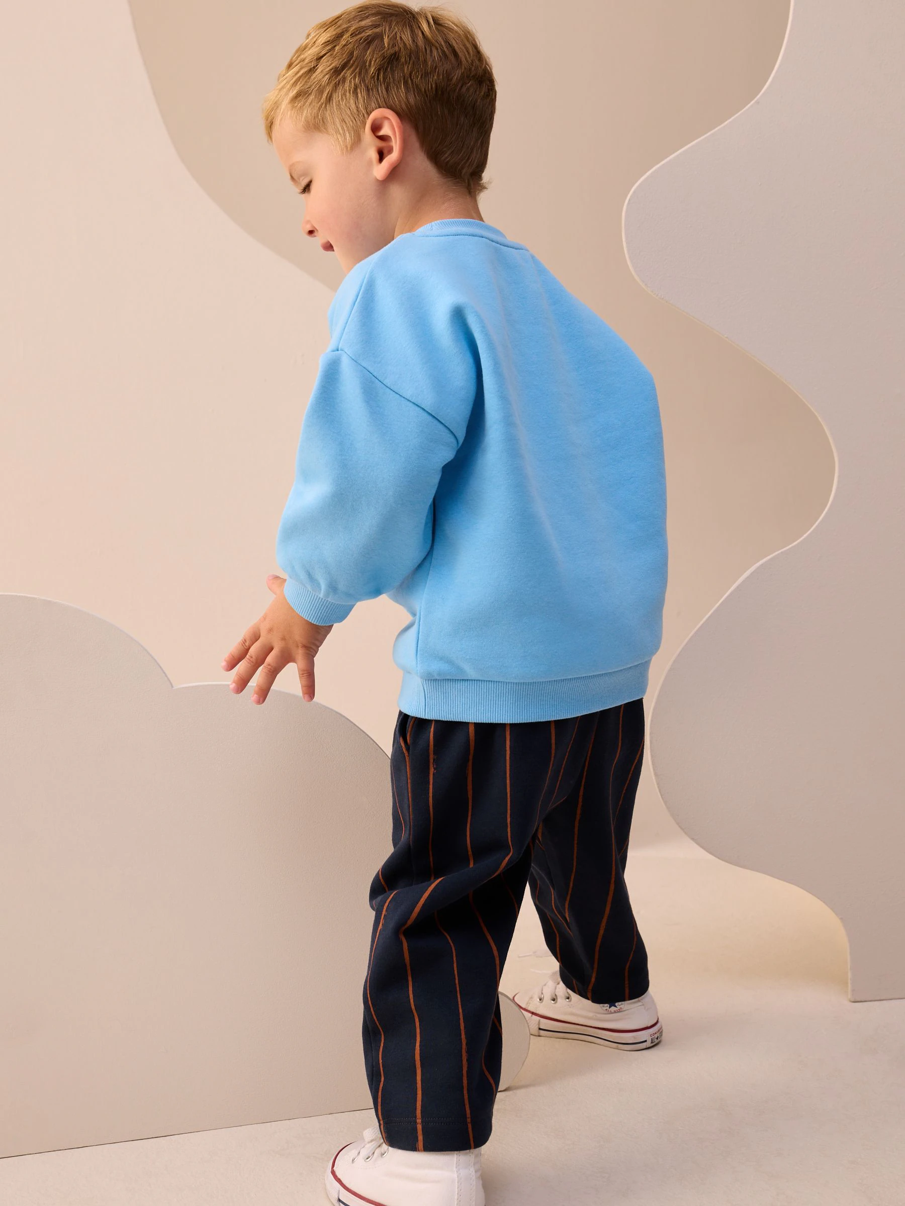 Blauw boerderijdier - Set met sweatshirt en joggingbroek met strepen (3mnd-7jr)