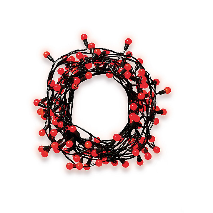 Guirlande lumineuse LED intérieure et extérieure rouge câble vert 8 fonctions 13,52 m décor boule