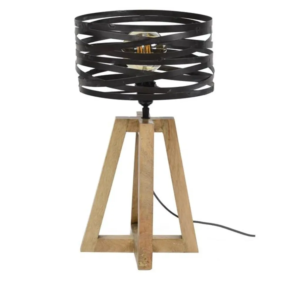 Industriële houten tafellamp Twist - 29x29x50 cm - Slate grey - Grijs