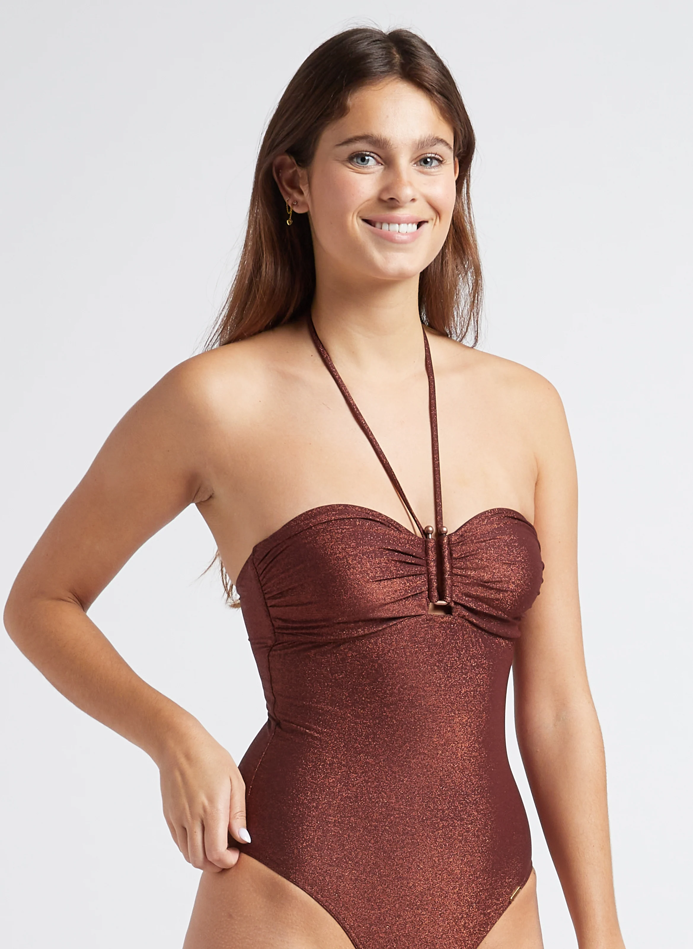 ADAMAN - Maillot de bain 1 pièce pailleté | Marron