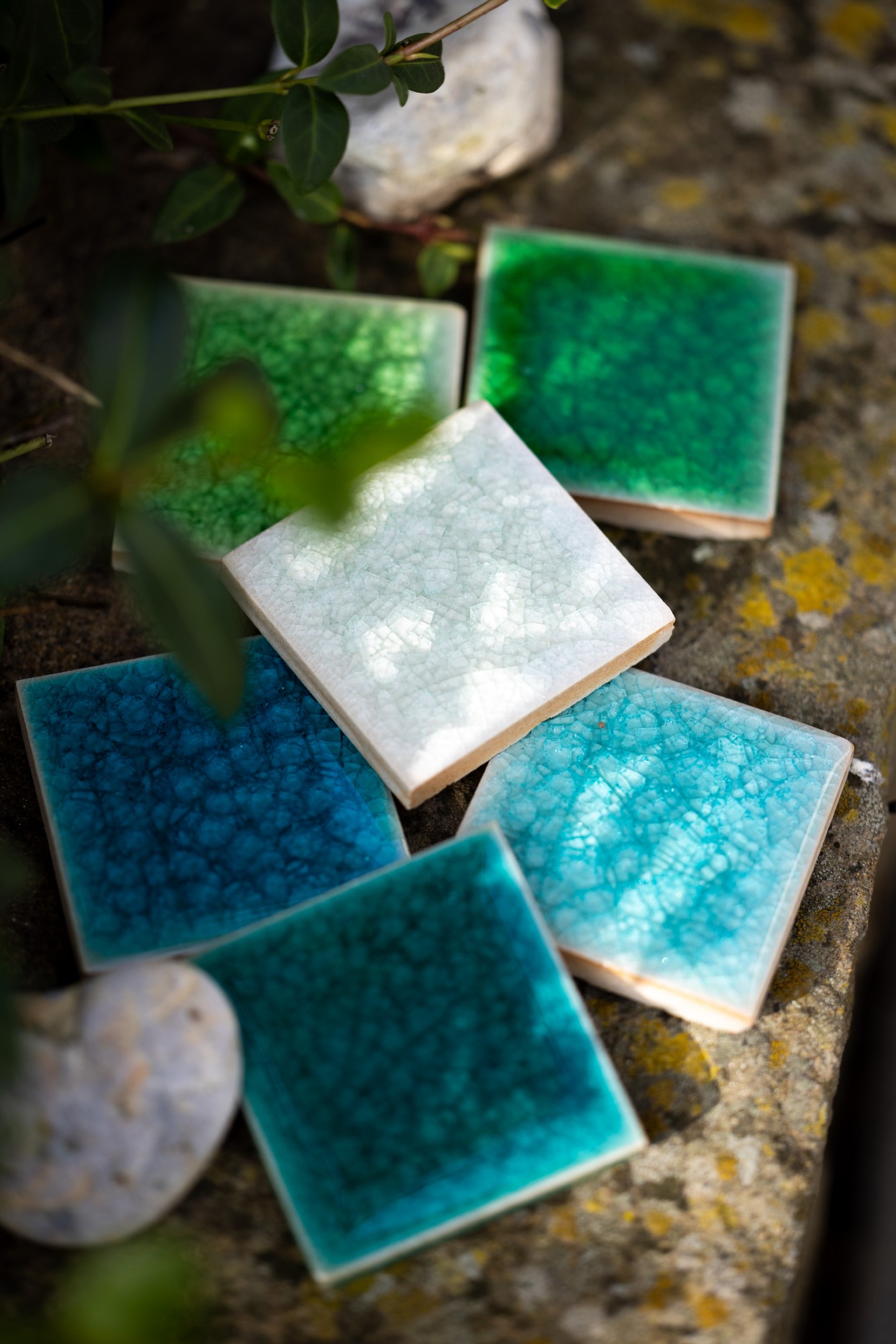 Fliese 'Craquele' pastellgrün, L 5 cm, B 5 cm von fischer's lagerhaus