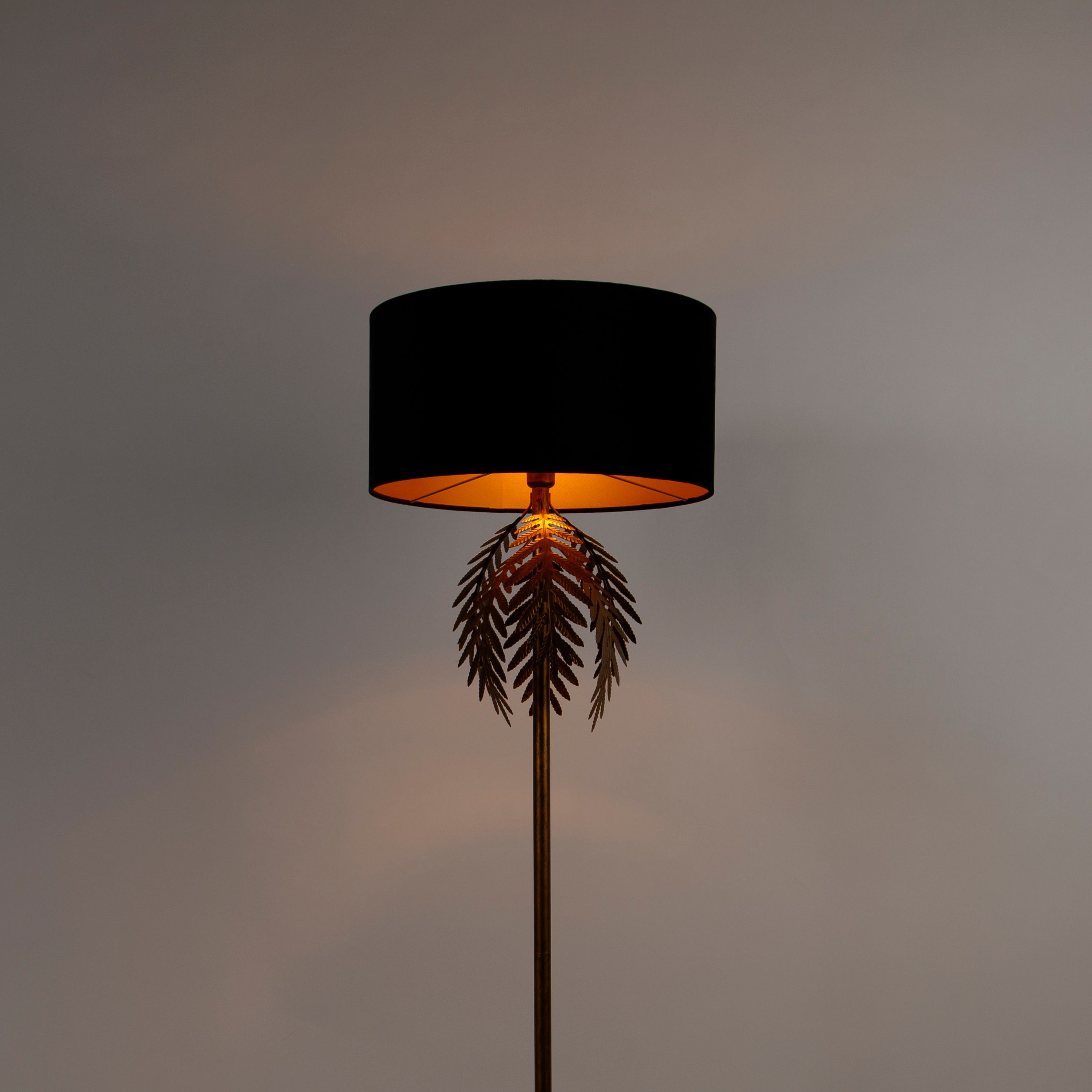 Vloerlamp goud 145 cm met zwarte velours kap 50 cm - Botanica