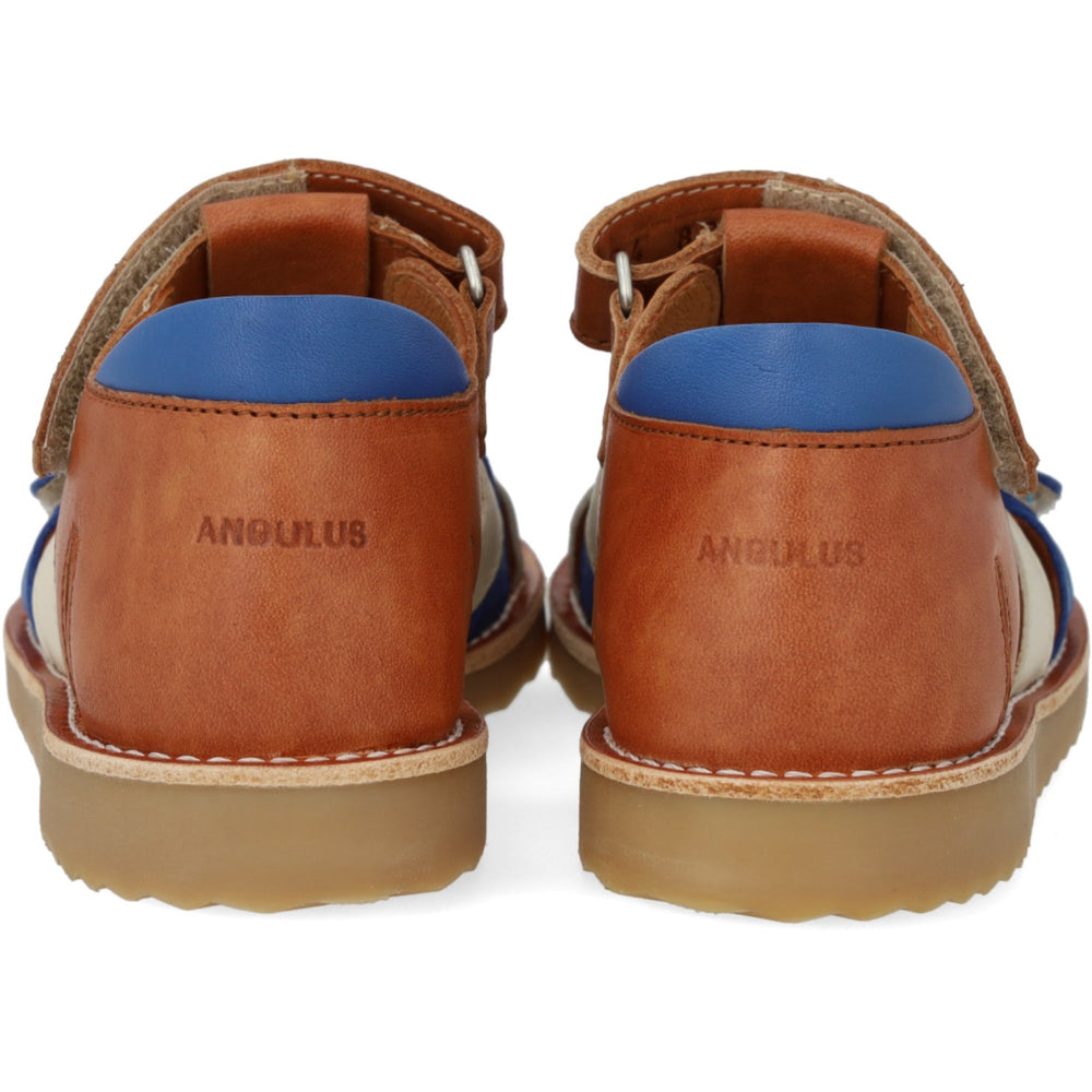 Køb Angulus Tan/Oat/Cobolt Colourblock Lædersandal