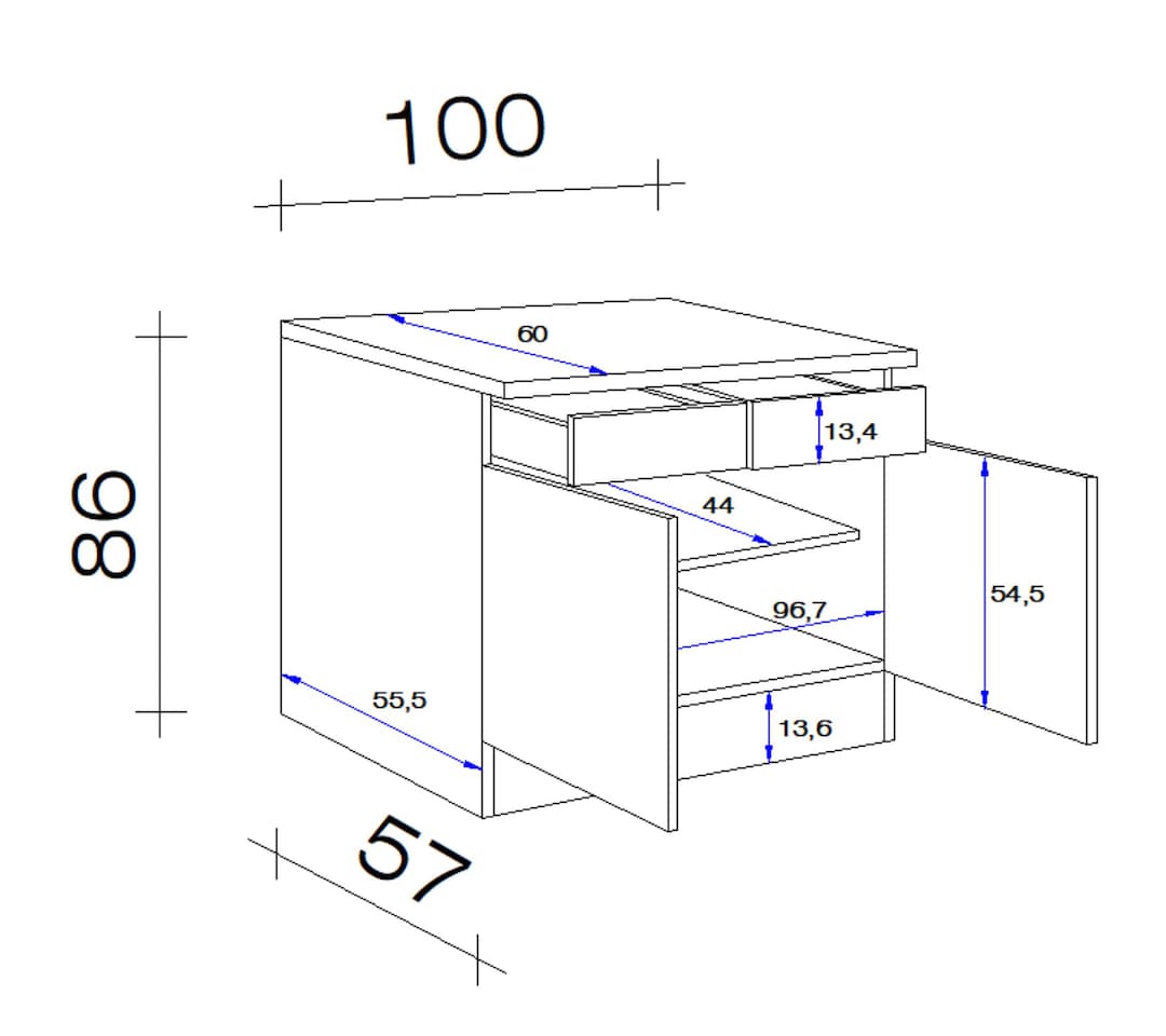 Unterschrank Valero Weiß/Braun 100 x 86 x 60 cm