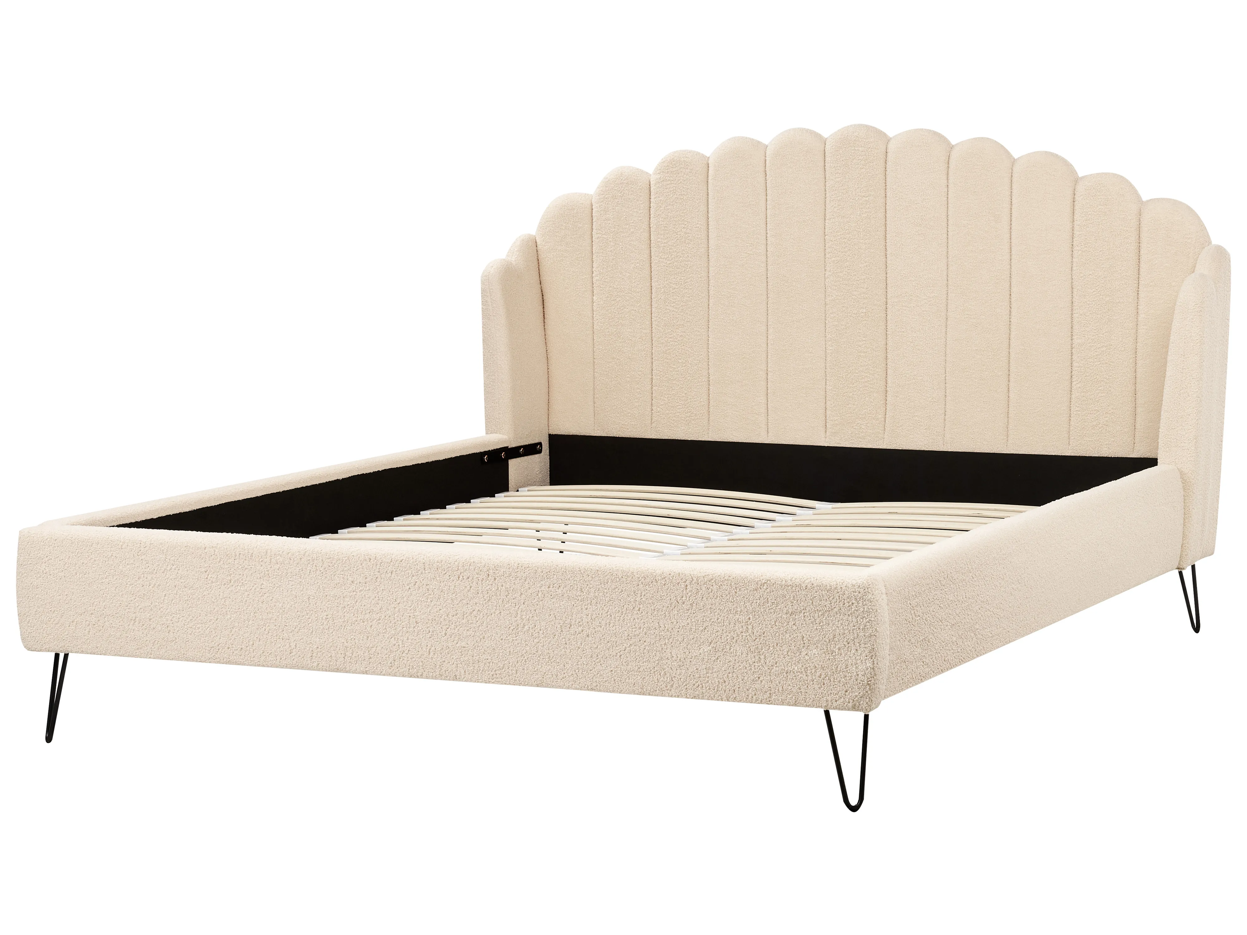 Bed Bouclé AMBILLOU 180 x 200 cm Beige