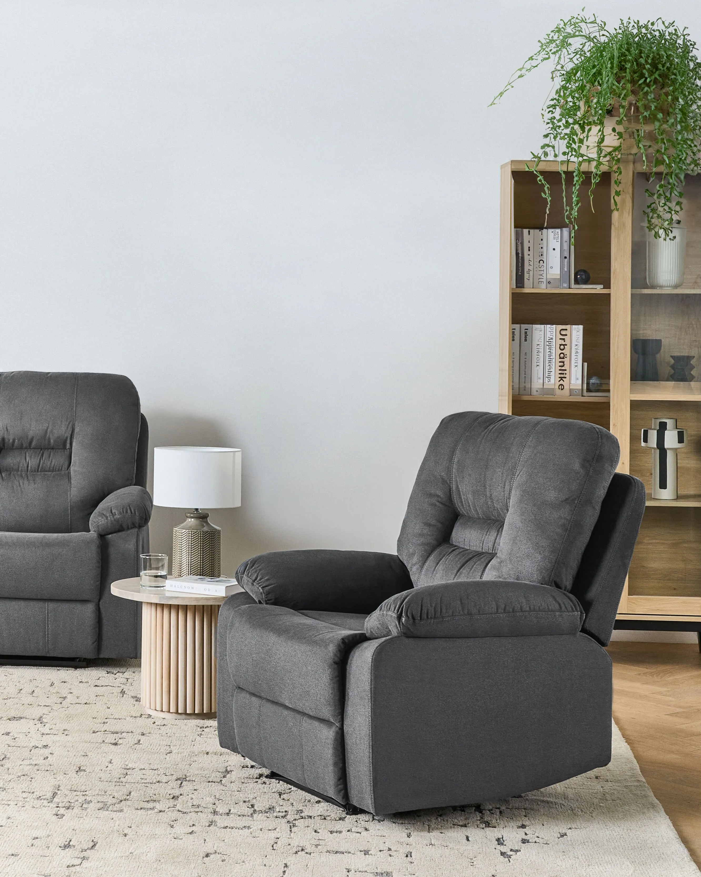 Relaxfauteuil BERGEN inclusief voetensteun Stof Donkergrijs