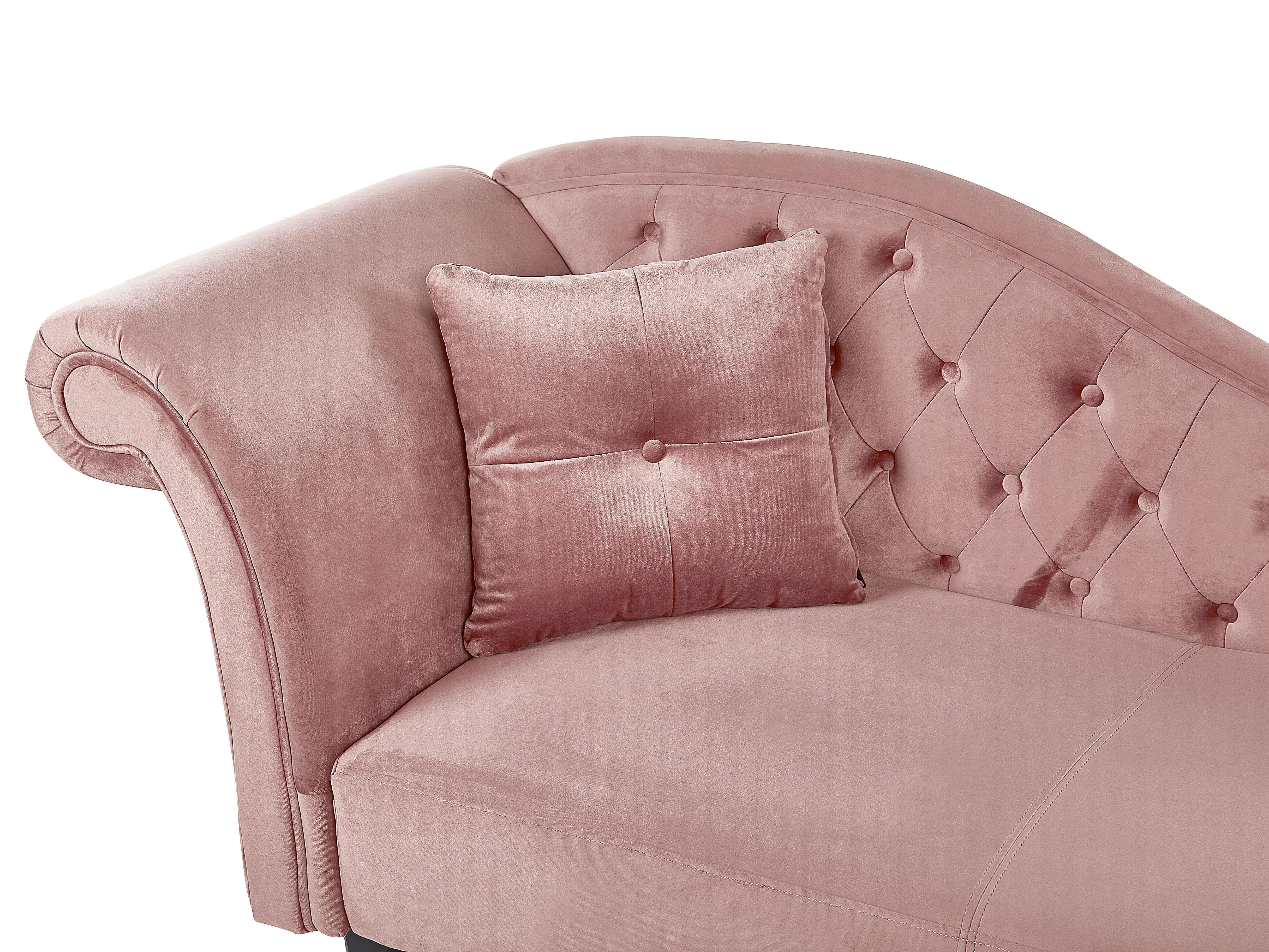 Linkszijdige chaise longue LATTES Fluweel Roze