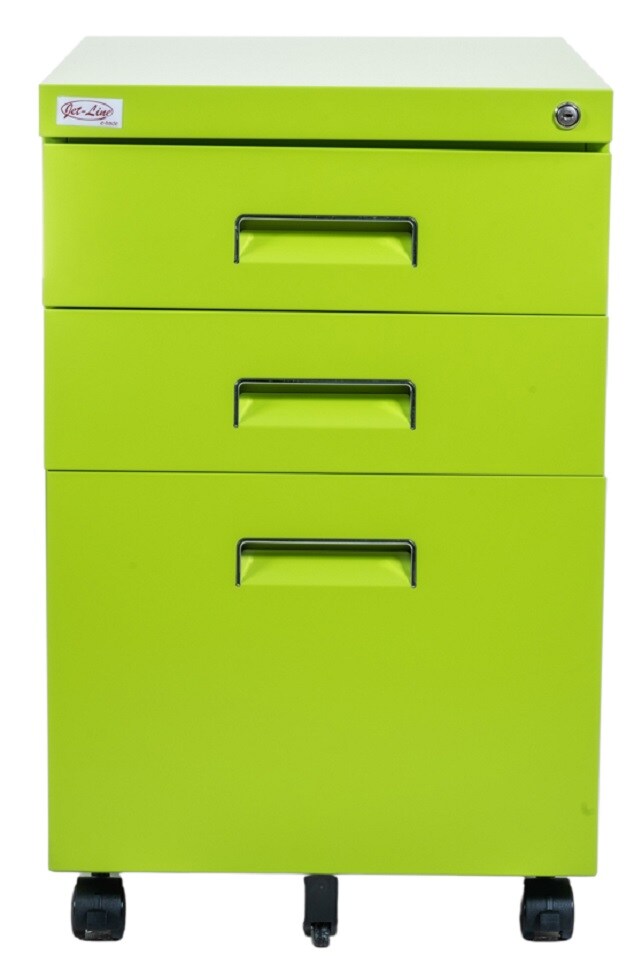 Jet-Line Büro Rollcontainer 3 Schubladen Haengeregistratur PAUL gruen Bürocontainer