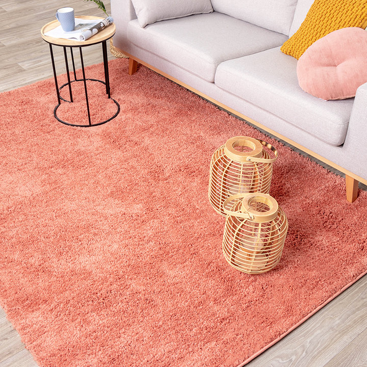 Hoogpolig vloerkleed - Lofty Perzik Roze| Haal kleur in huis!