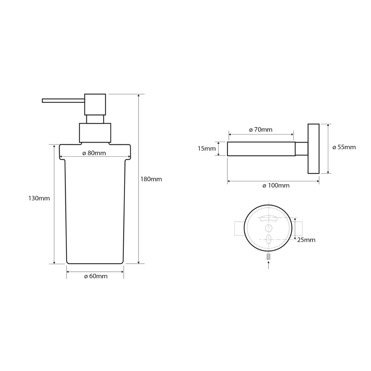 Sapho X-Round zeepdispenser 230ml wit