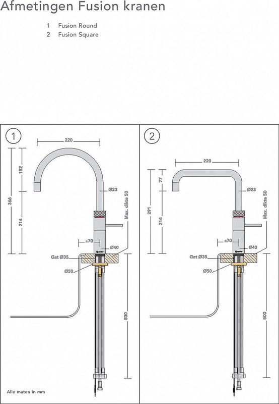 Quooker - Fusion Square - Fonteinkraan - Rose Koper - Combi Boiler