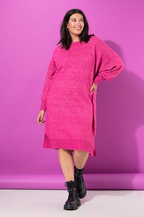 Strickkleid, oversized, Midikleid, Rundhals, Langarm
