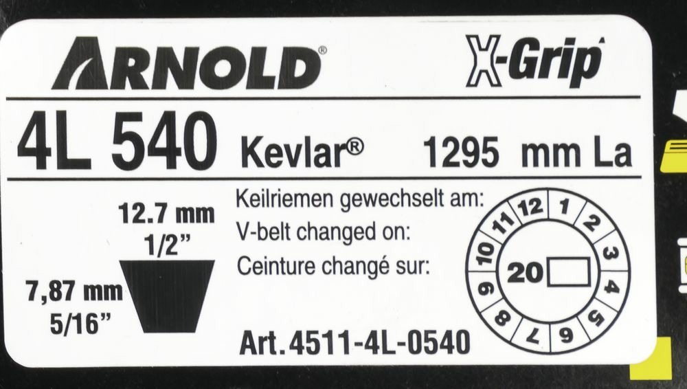 Courroie trapézoïdale x-grip v de type 4l540