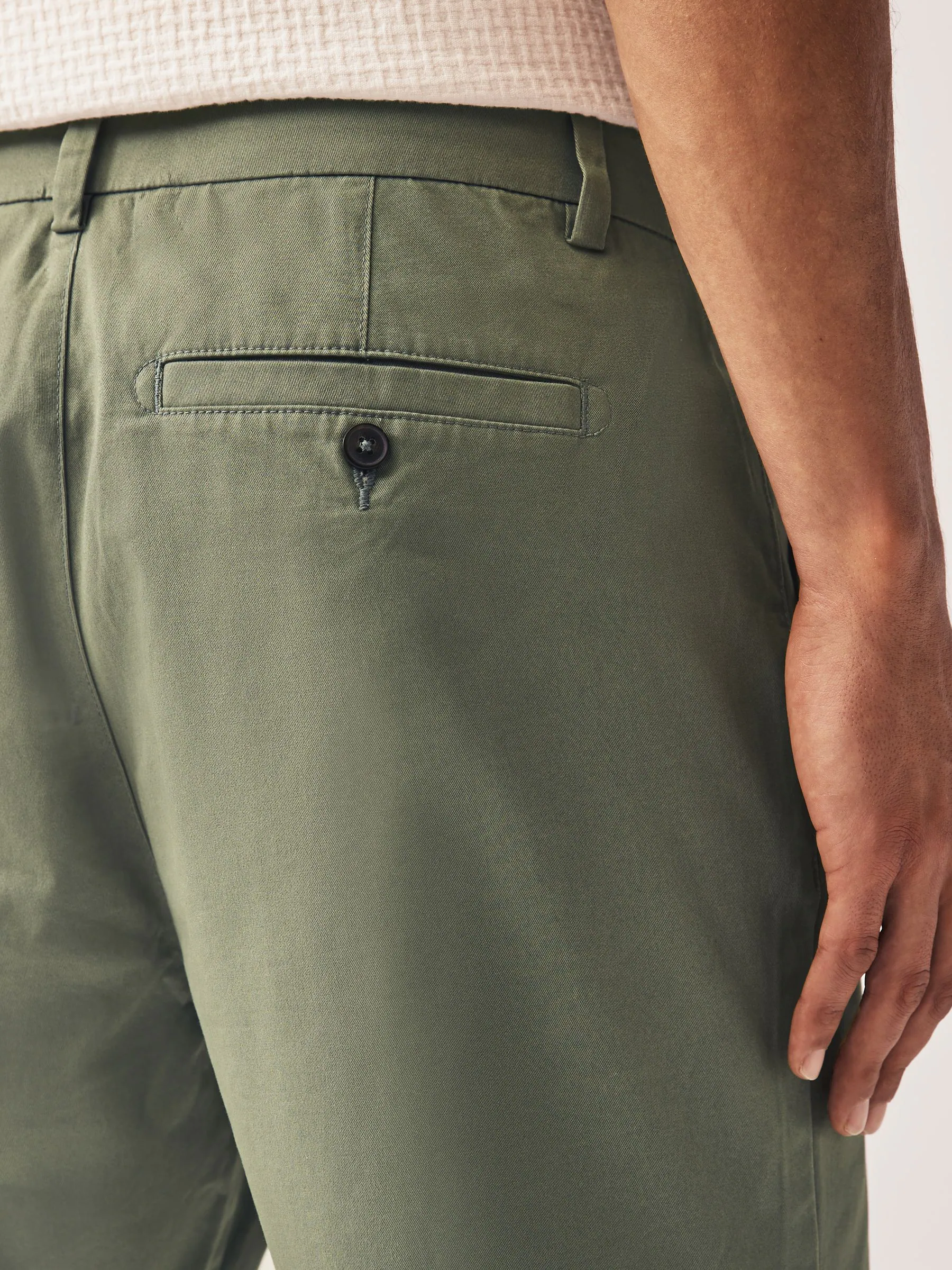 Grijs-groen - Straight fit - Chinoshort met stretch
