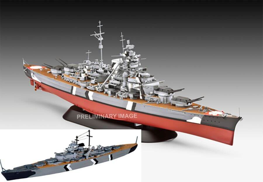 Geschenkset The Legendary Bismarck (1:700&1:1200), Revell Modellbausatz mit Basiszubehör