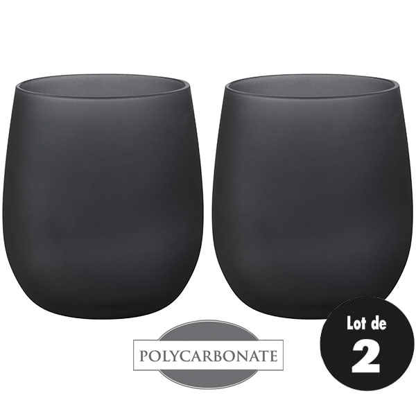 Lot de 2 verres à eau Satin noir Polycarbonate 35 cl
