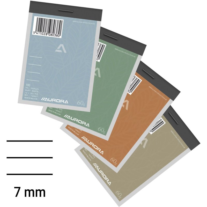 Bloc notes Aurora A7 75 x 105 mm - ligné - 100 feuilles