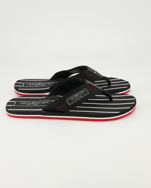 Tommy Hilfiger Patch Hilfiger Beach Sandal Zehentrenner in Schwarz