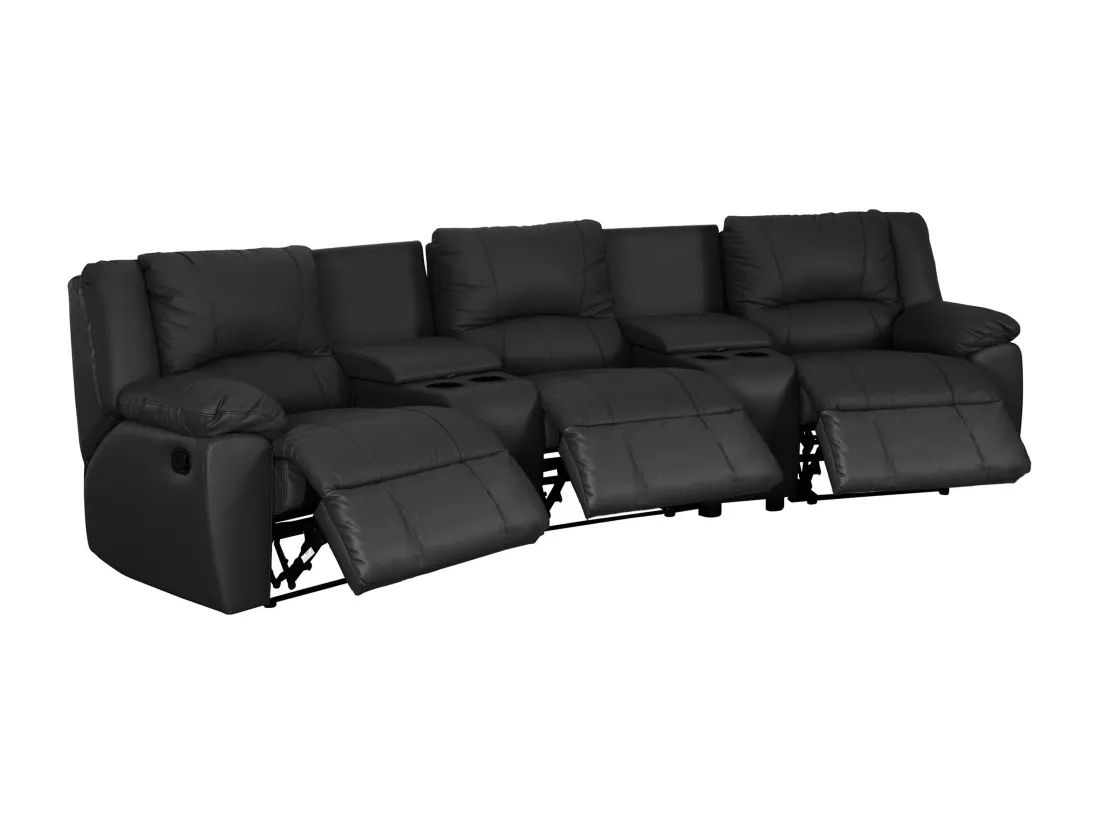 Canapé 3 places et un fauteuil relax en cuir AROMA - Noir