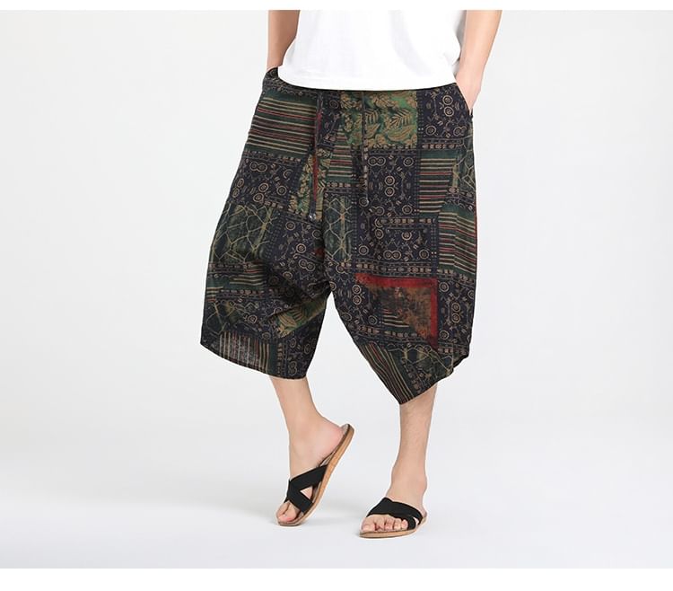 Lefitt - Capri harembroek met trekkoordtaille en patroon