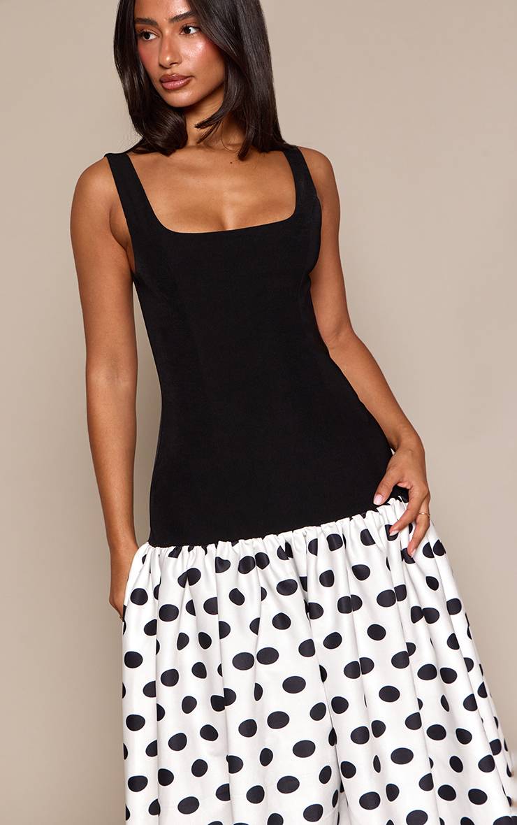 Blanc Robe Maxi À Ourlet Froncé Contrastant En Tissu Tissé Petite