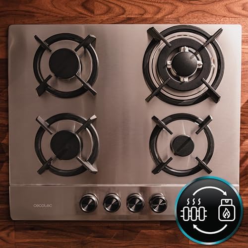 Cecotec Plaque à gaz Bolero Squad G 4200S Glass Black. Plaque à gaz avec 4 feux, finition verre noir, puissance 8000W, grilles individuelles et allumage électrique avec sécurité des vannes. : Cuisine et Maison