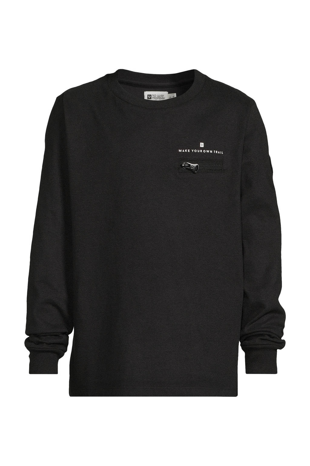 No Way Monday longsleeve met backprint zwart