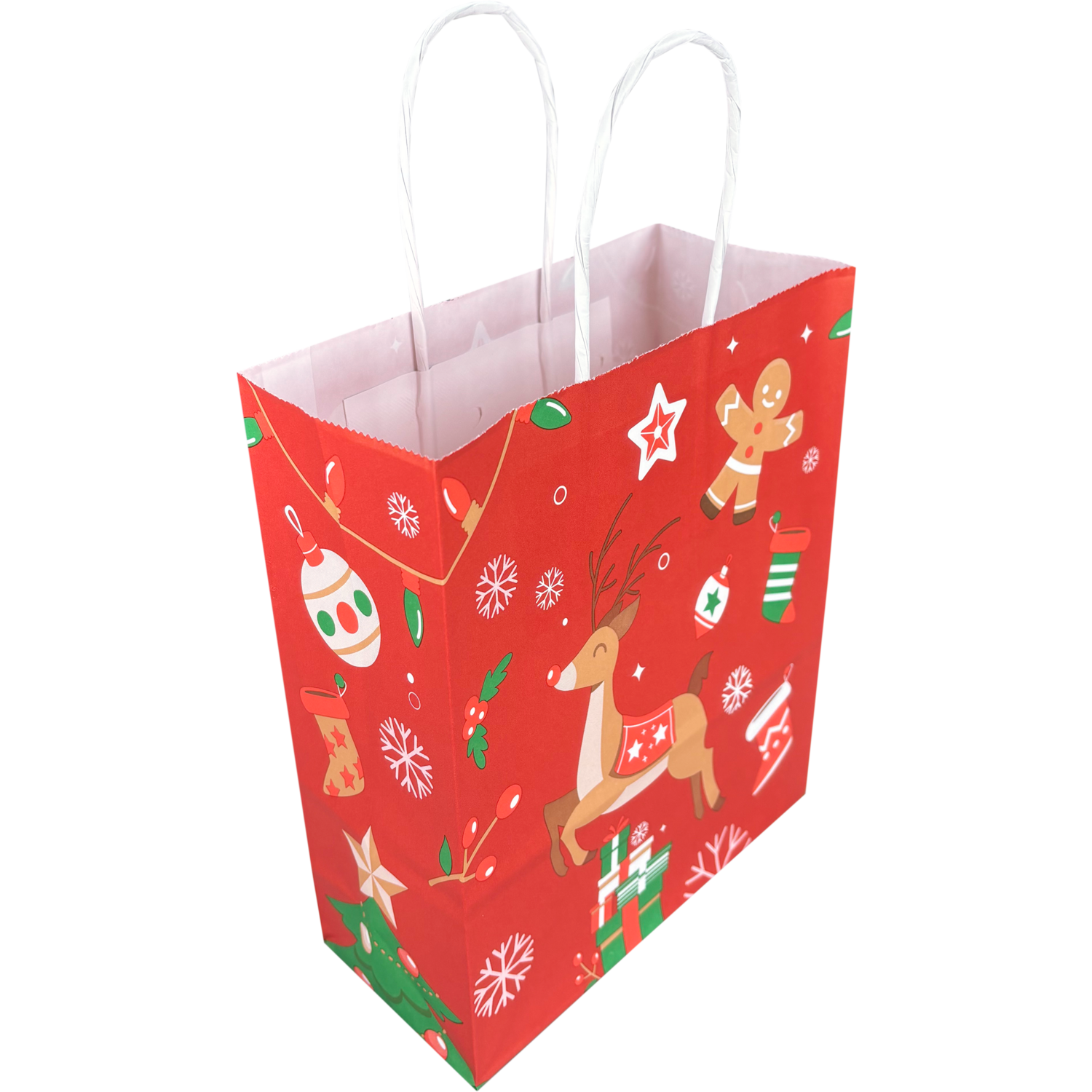 Tas, Hert, Papier, gedraaid papieren koord, 18x 8x22cm, draagtas, rood