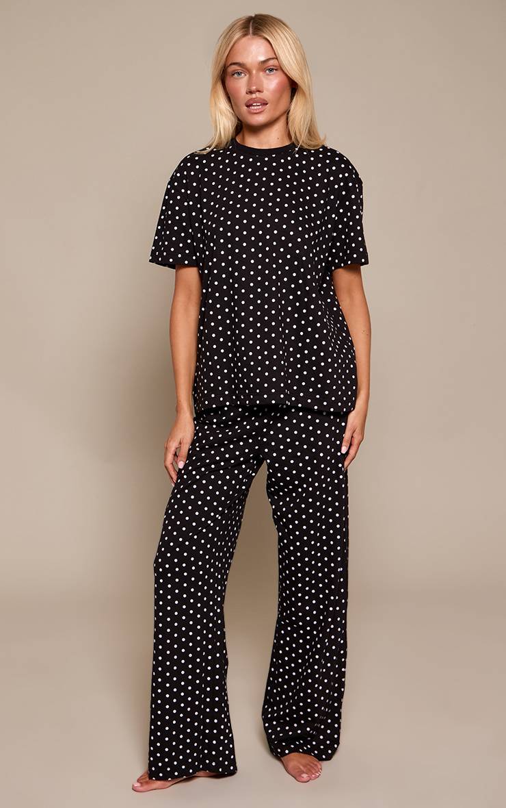 Noir Haut De Pyjama Ample Et Pantalon À Pois