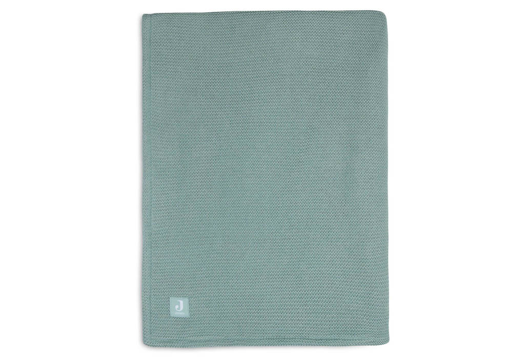 mooi en kwalitatief goed dekentjebaby wiegdeken Basic Knit 75x100cm Forest Green/Fleece