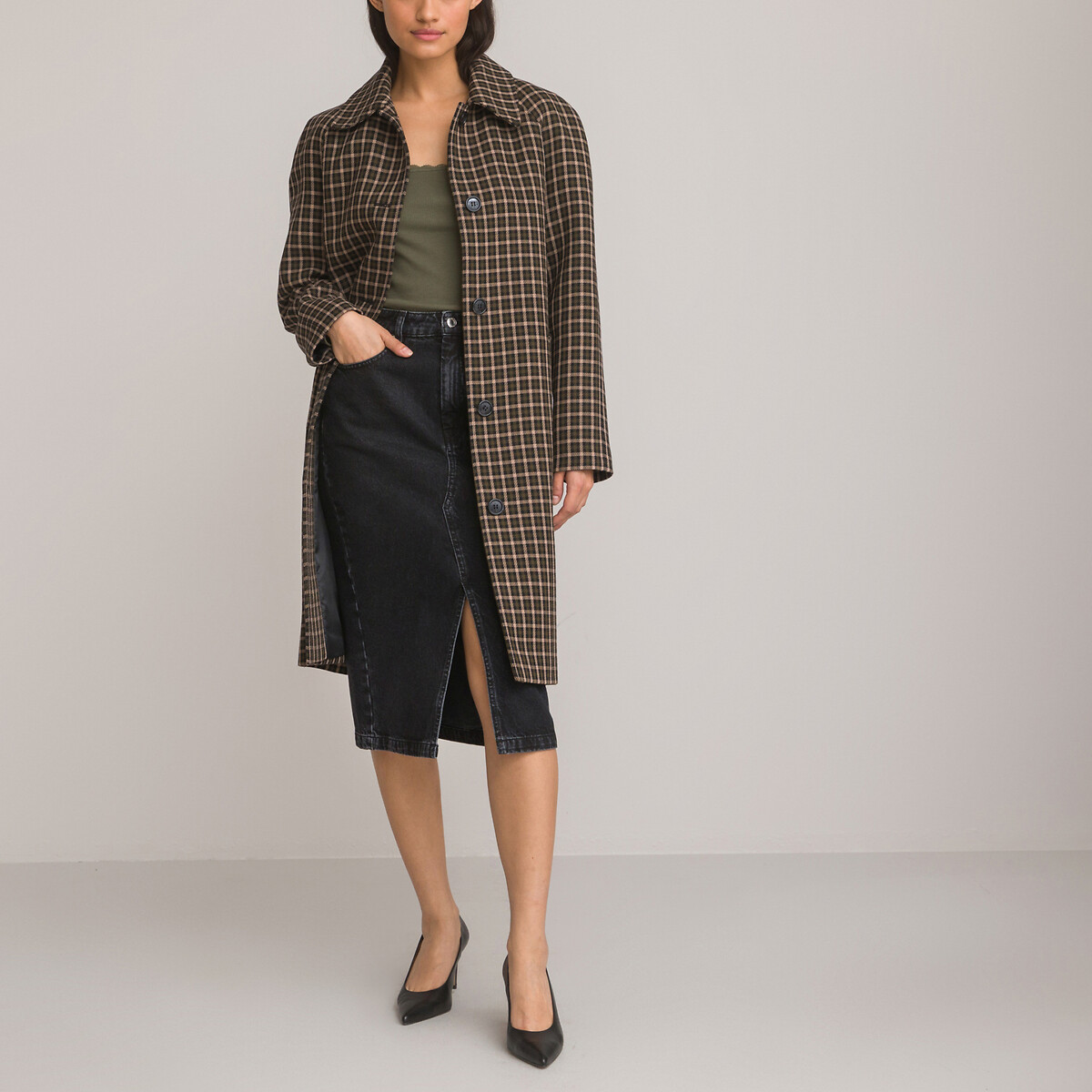 COLEÇÕES LA REDOUTE<br>Sobretudo longo xadrez