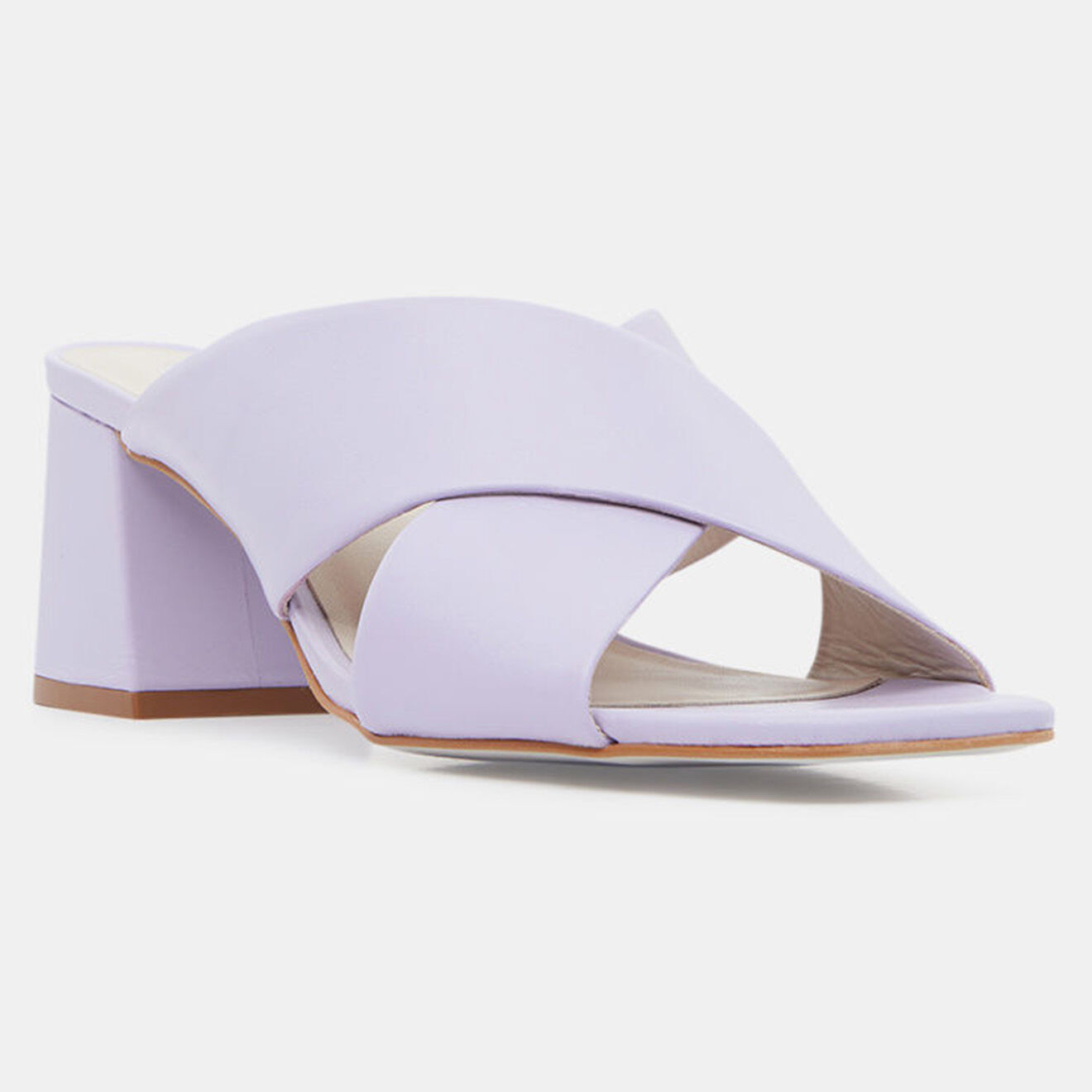 Galeries Lafayette Mules croisées en Cuir violet clair - Talon 6 cm