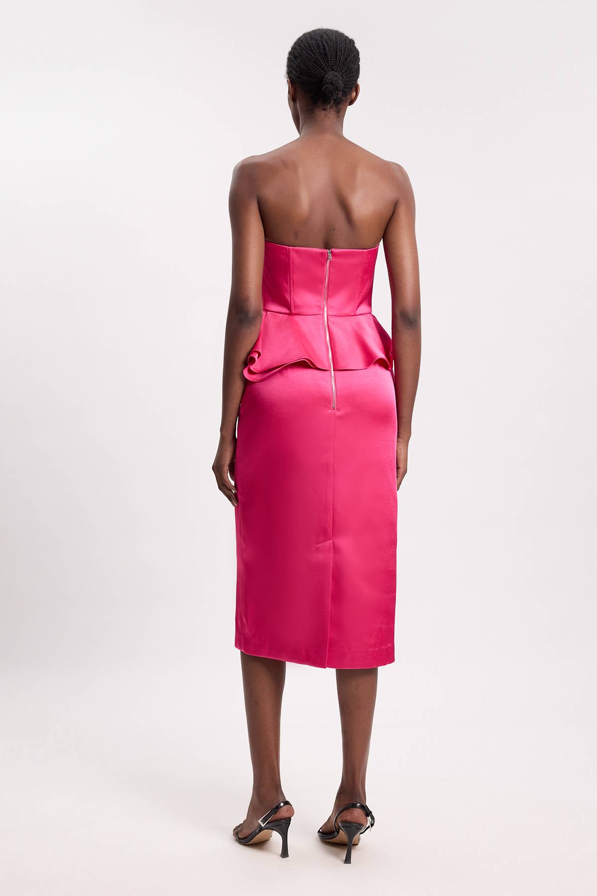 KarenMillen Robe Midi Fourreau En Satin Doublé Avec Basque