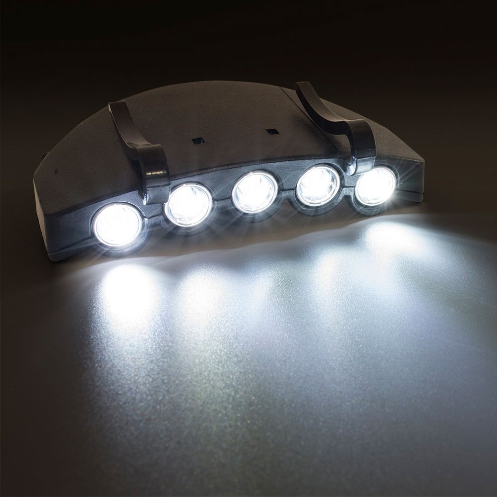 Ansteckbare 5 LED's Mützen Stirnlampe Taschenlampe zum Anklippen Cap Light