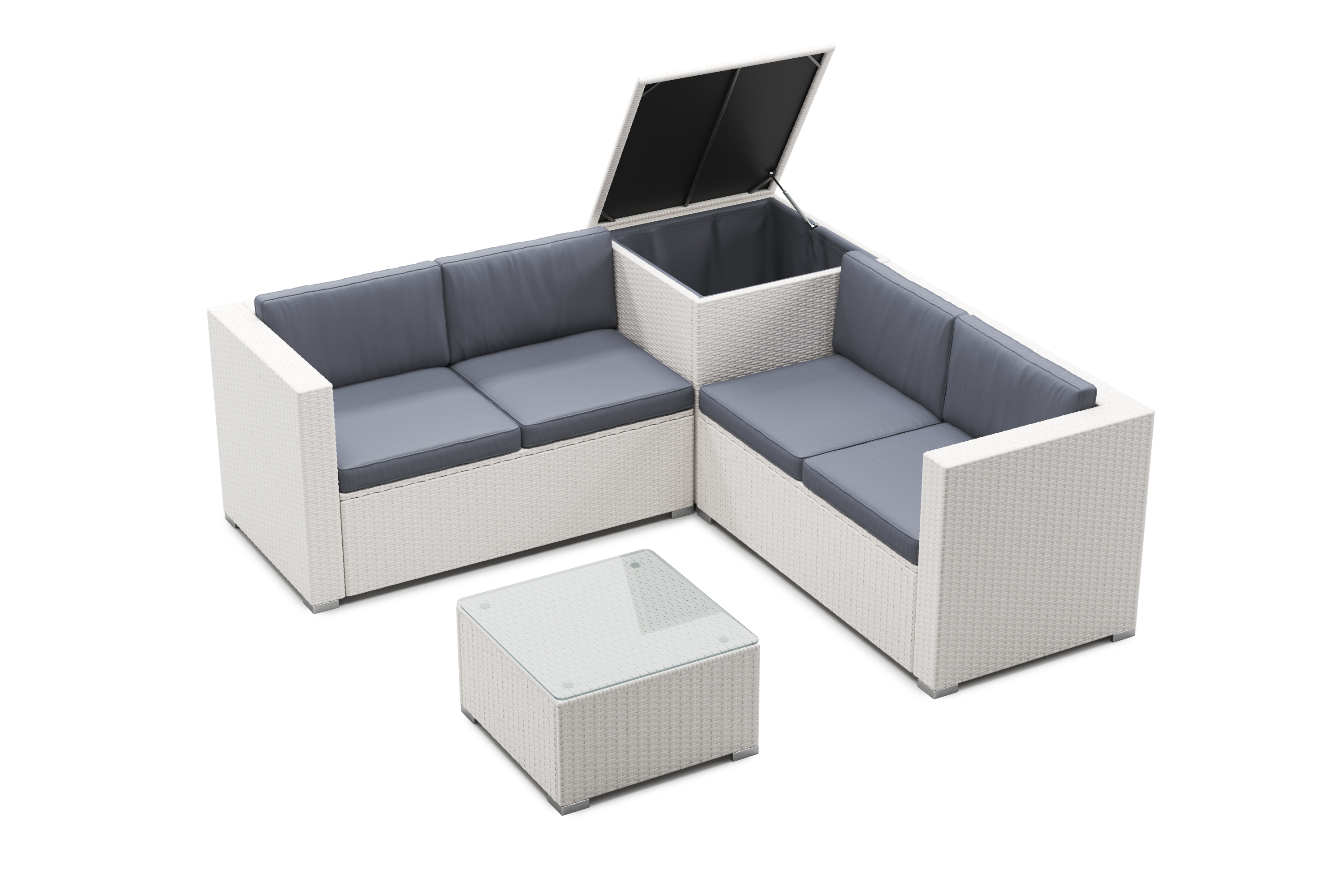 Rattanlounge SAN MARINO weiss/anthrazit