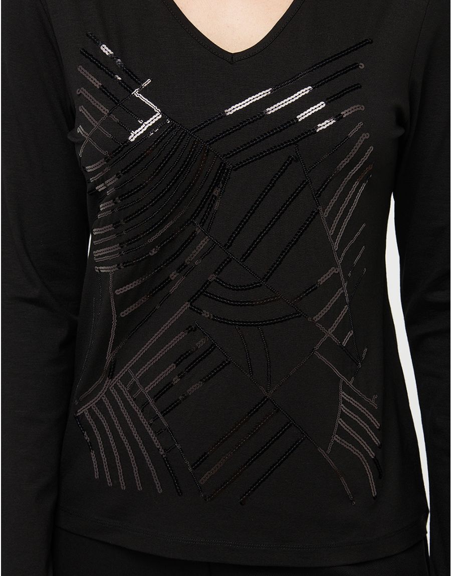 T-shirt noir sequins
