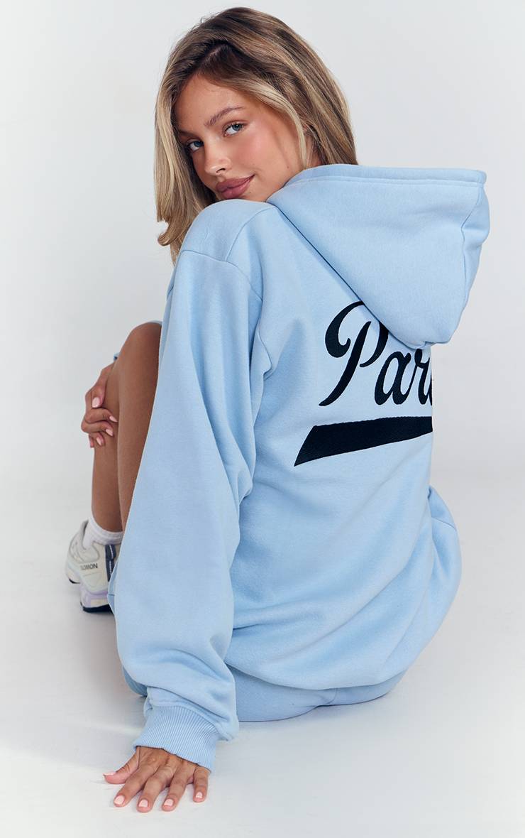 Bleu Sweat À Casynthétiqueche Zippé Intégral Brodé Paris