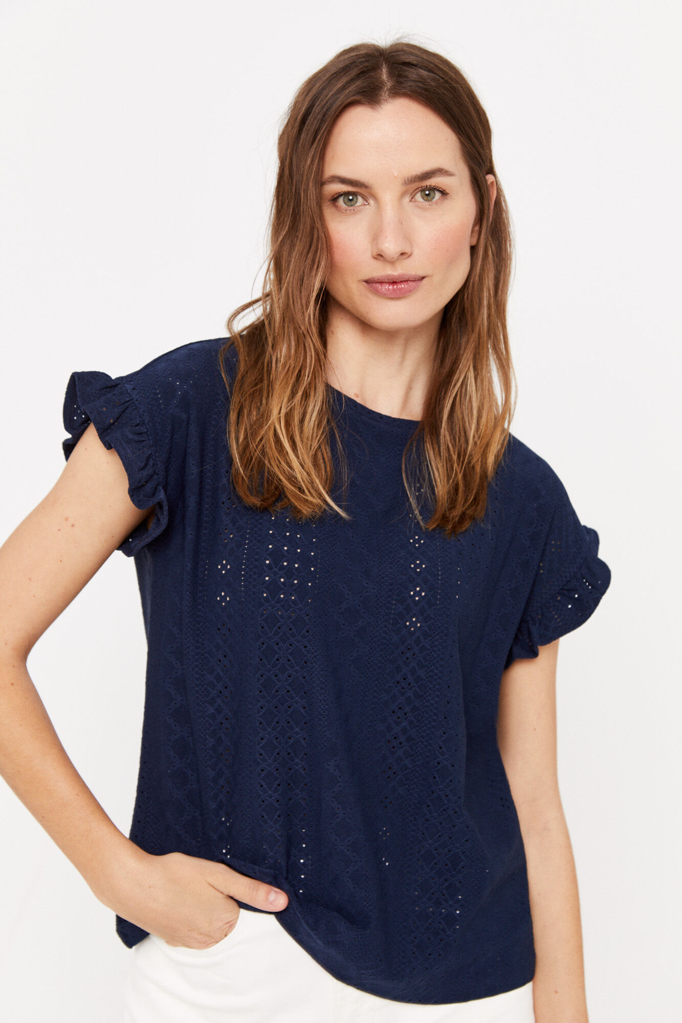 Camiseta com estrutura de malha - Azul Marinho