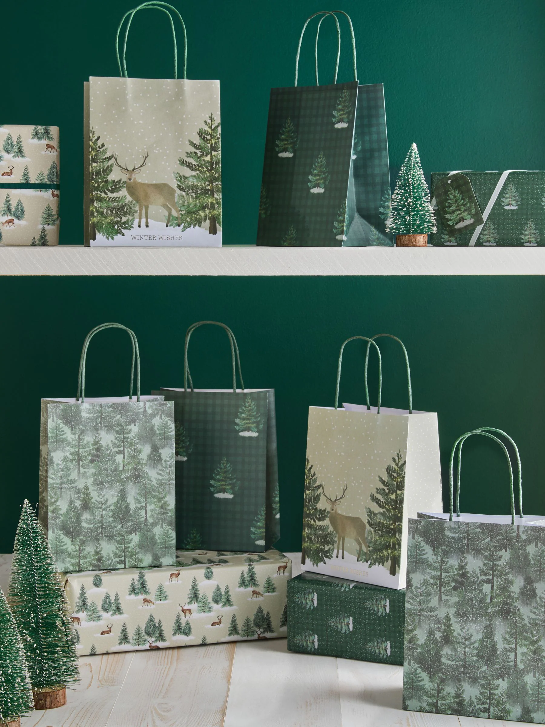 Cadeautassen met kerstmis-print