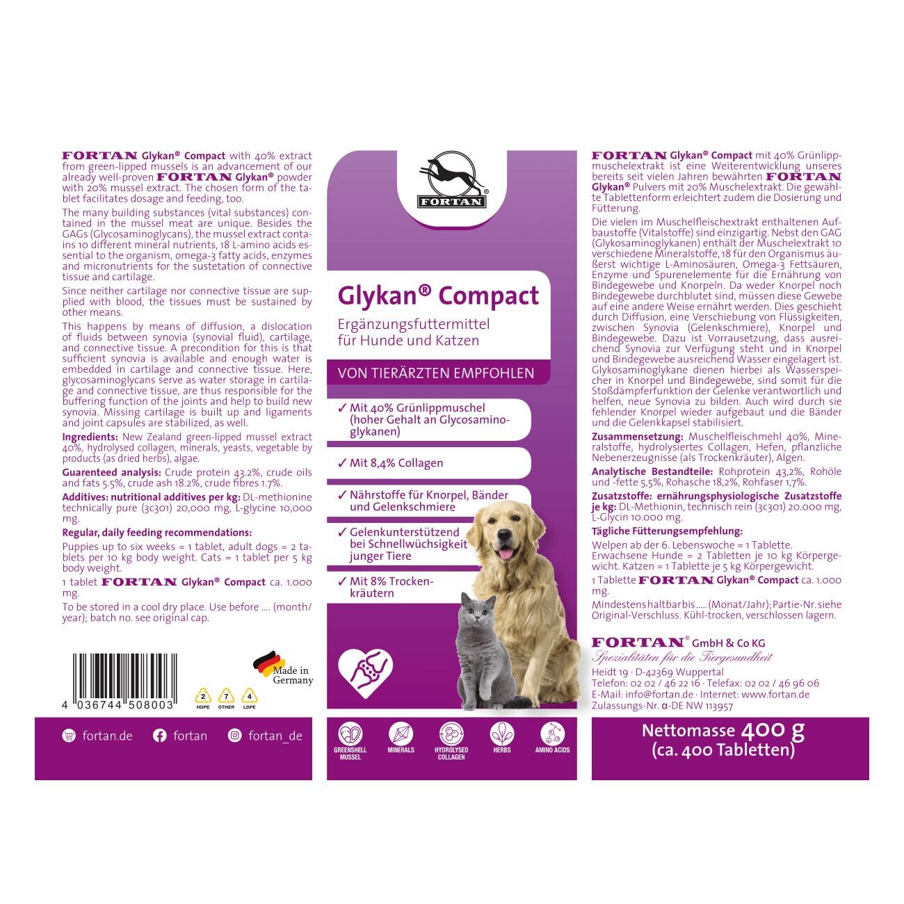 Fortan Glykan Compact Tabletten 400 g