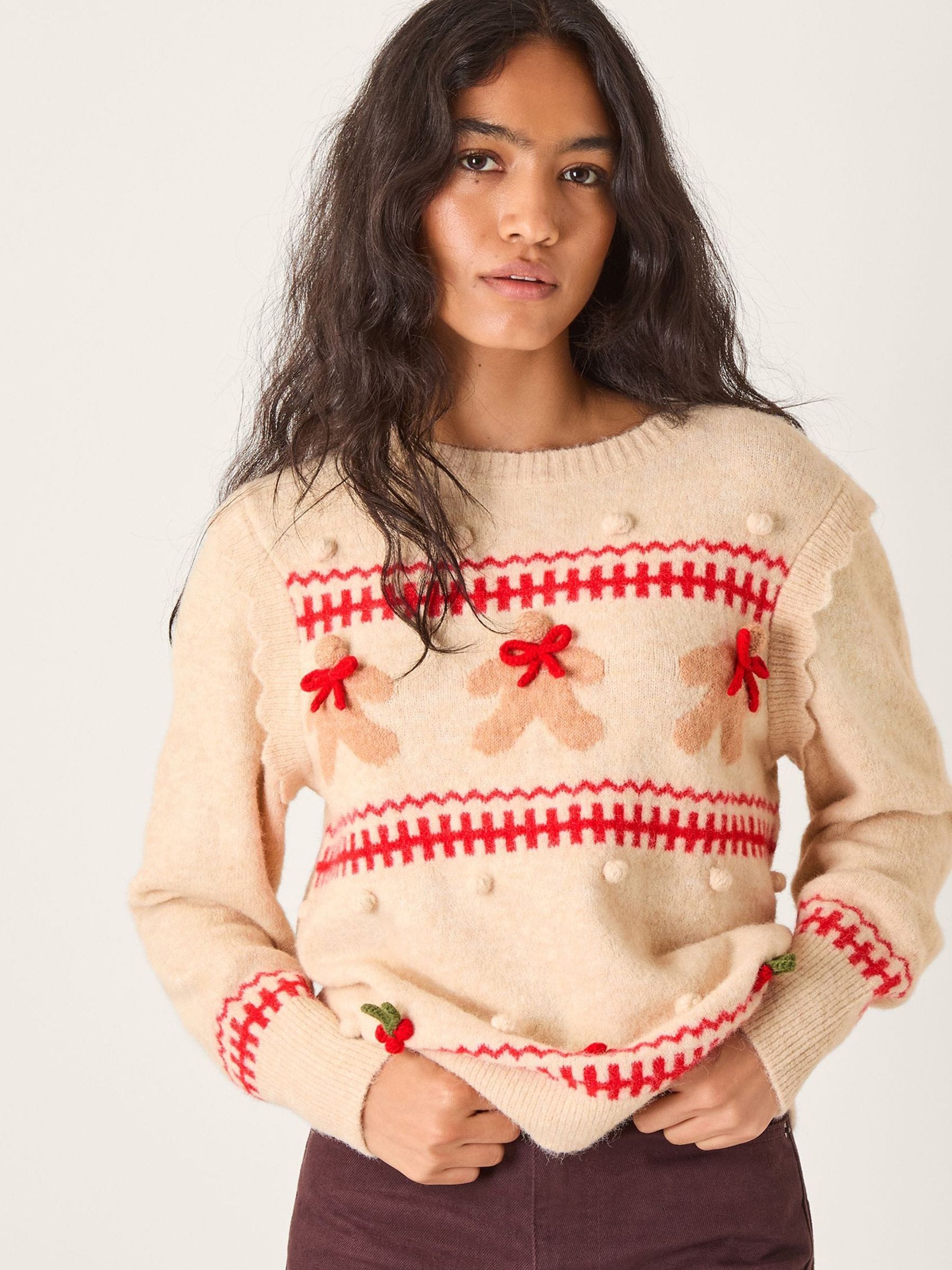 Monsoon Bess Gingerbread Man Knit Jumper