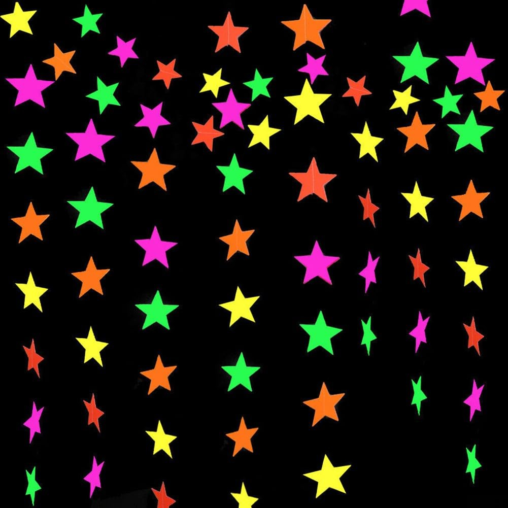 (235cm) Neon UV Sternen Girlande Party Deko Glow in the Dark Accessoire
