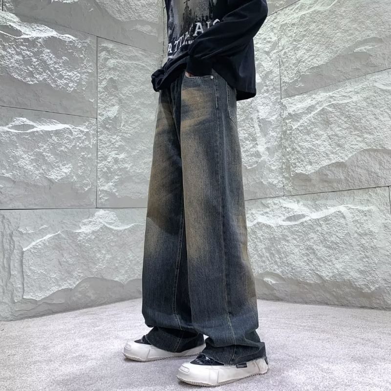 DuckleBeam - High Waist Washed Wide Leg Jeans