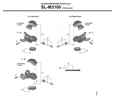 Commande de Vitesse Arrière Shimano Alivio 9 vitesses