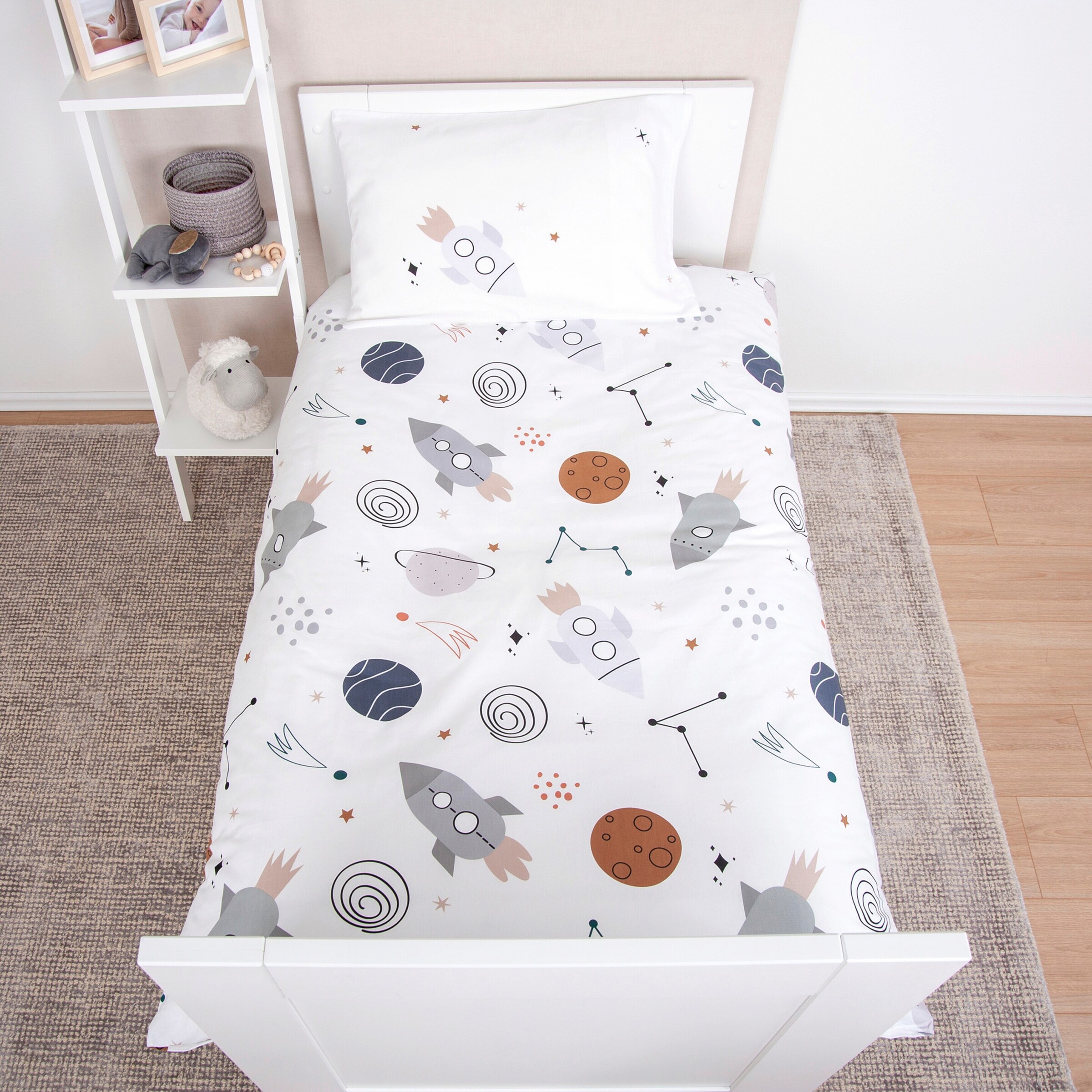 Baby Best Renforcé Wende-Bettwäsche Weltall 40x60 / 100x135 cm weiß / Weltall