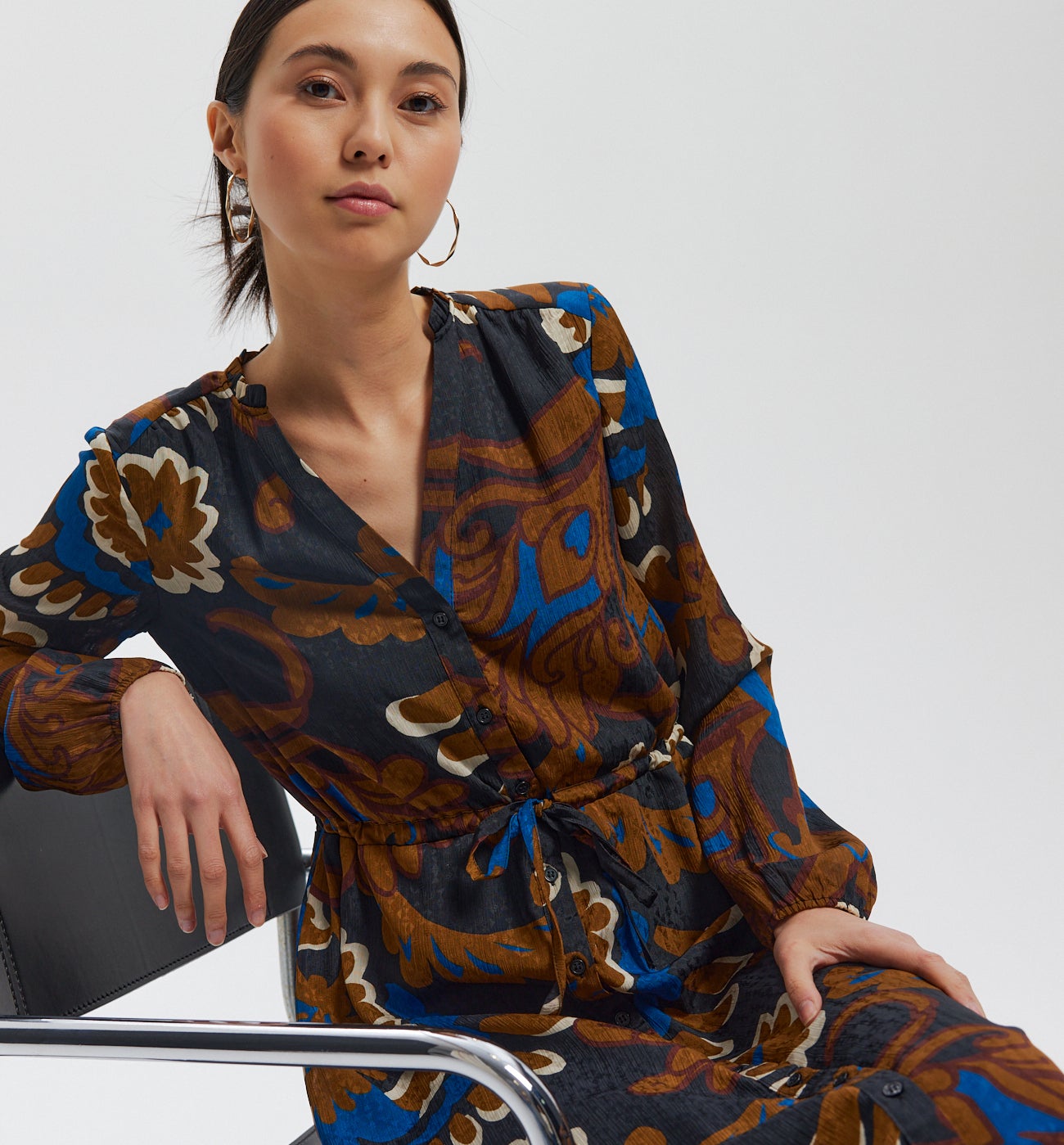 Longue robe-chemise imprimée - Imprimé multicolore