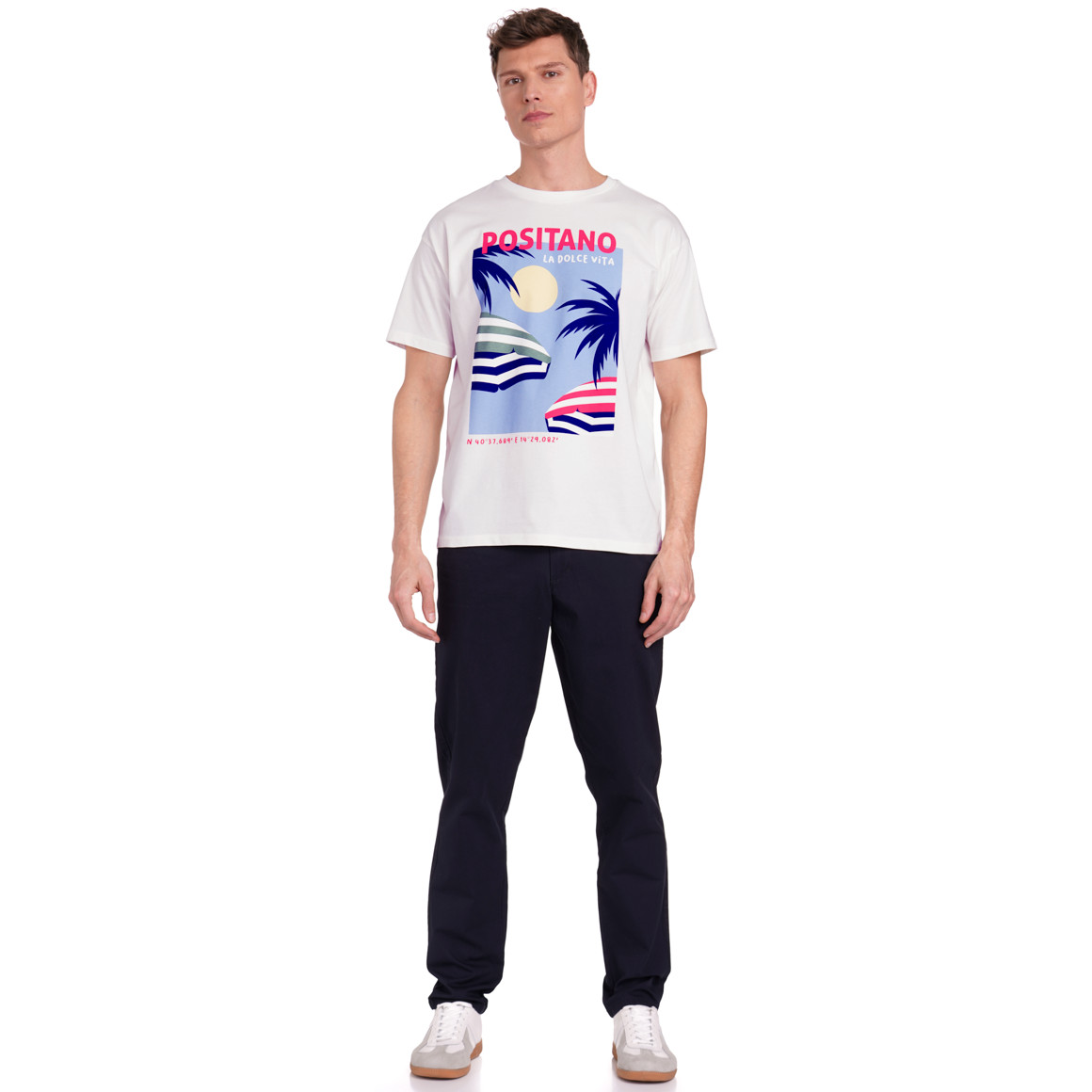 Jonas Nielsen Herren T-Shirt mit großem Print weiss