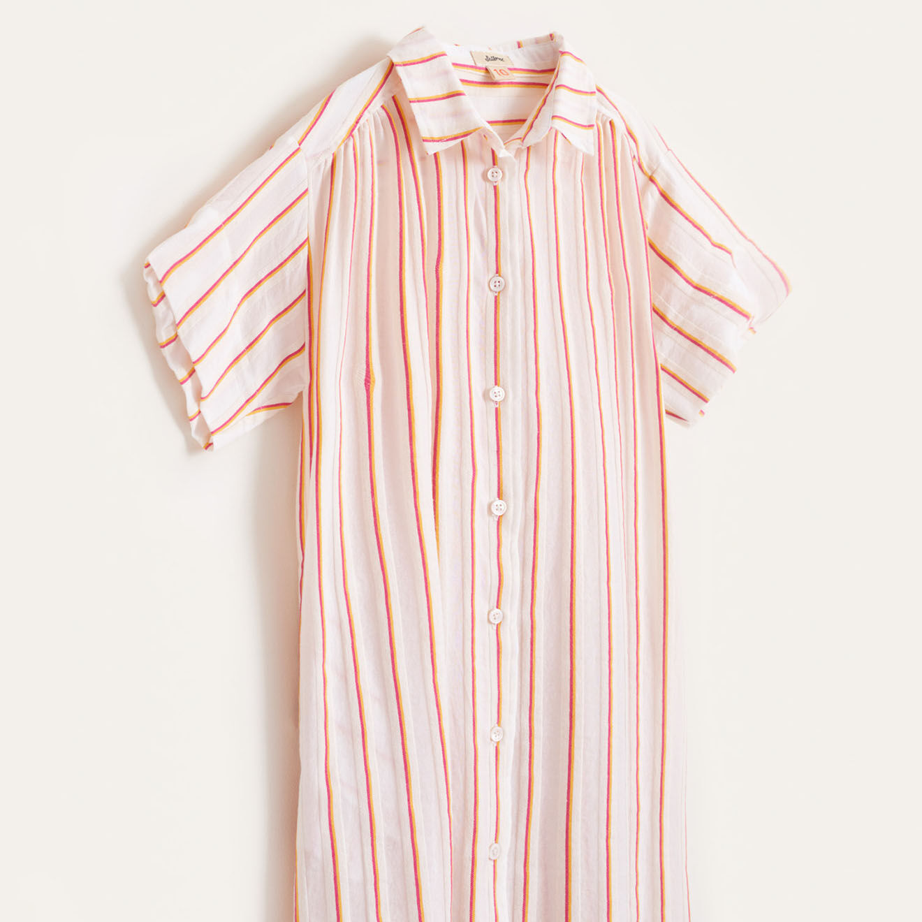 Bellerose Robe chemise Angie texturée à fines rayures blanc/orange